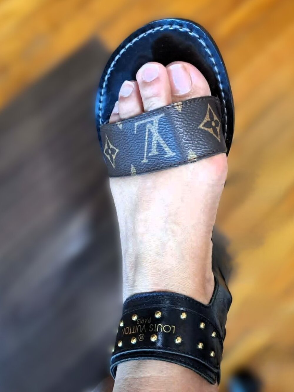 Louis Vuitton Passenger Studded Monogram Double Buckle Sandals Italy 38 JC4493
